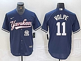 Men's New York Yankees #11 Anthony Volpe Navy With Patch Cool Base Stitched Baseball Jersey,baseball caps,new era cap wholesale,wholesale hats